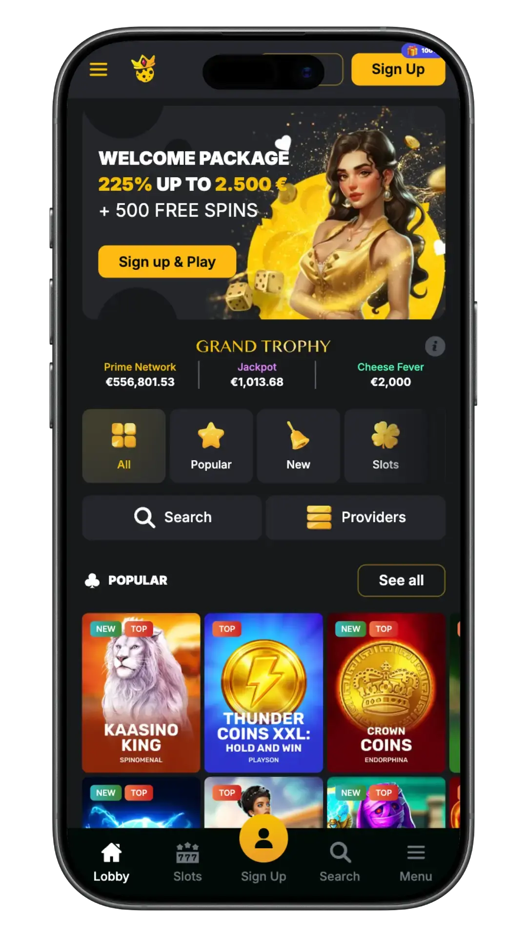 Kaasino App Interface